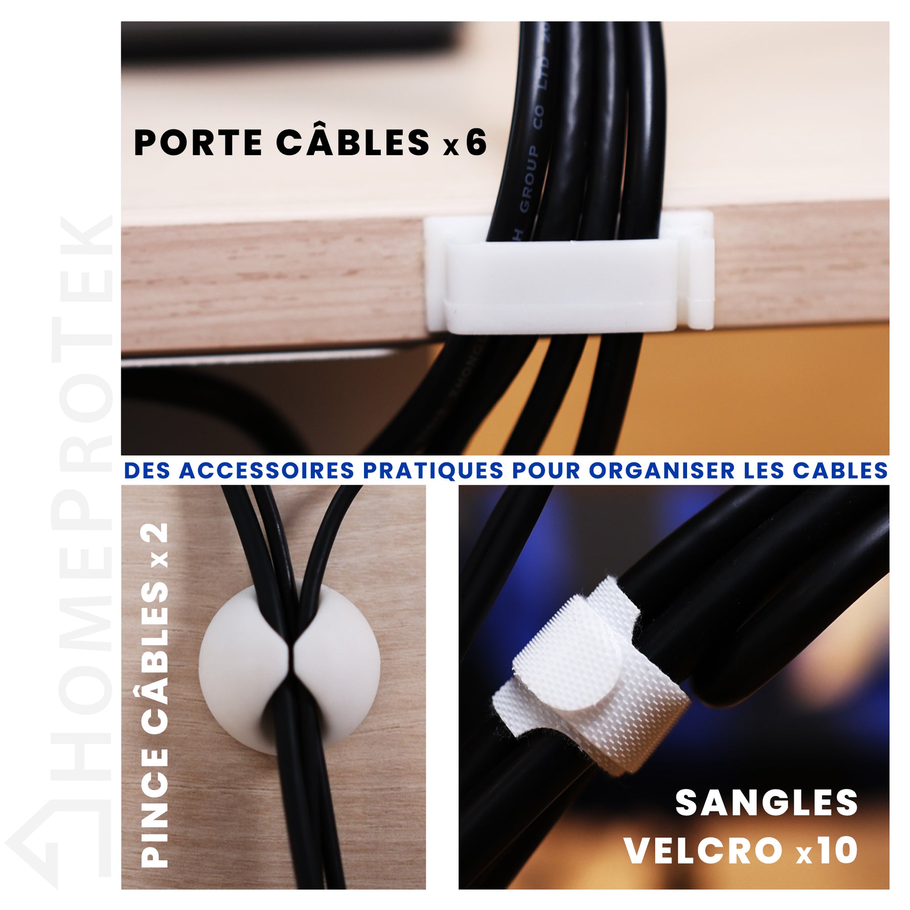 Plateau organisateur de câbles de bureau, range câbles - HOMEPROTEK - Passe  câble - 43 x 10 x 10 cm - Set de 2 - Noir - Rangement de l'atelier - Achat  & prix