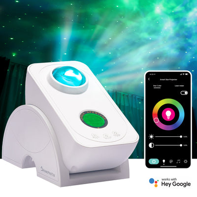 HomeProtek 90° drehbarer Galaxy-Projektor, Sternenhimmel-Projektor – Smart-App-gesteuert – Google- und Alexa-kompatibel